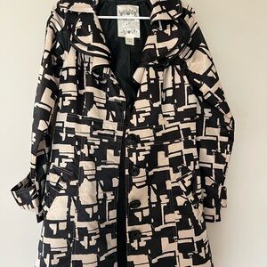 Nordstrom Black and Cream Patterned Trench Coat